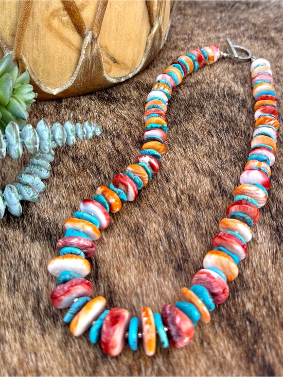 Jewelry - One of a Kind Bold Spiny Oyster and Turquoise Jewelry Set (NEW)